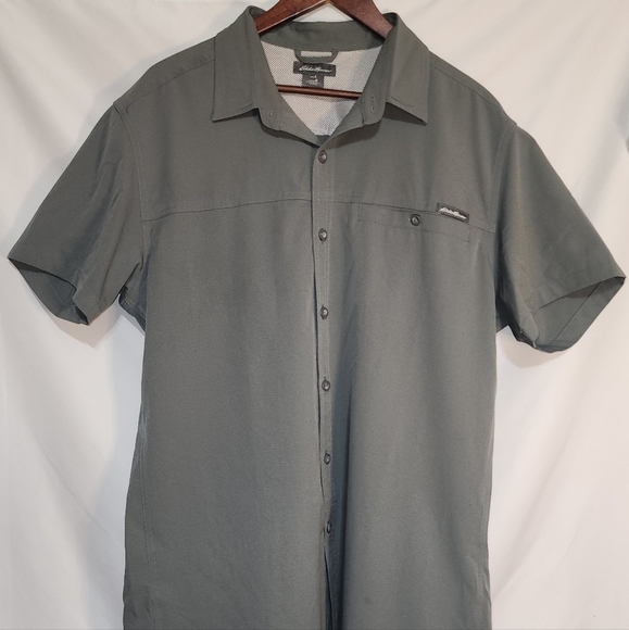 Eddie Bauer Grey Tech Moisture Wicking UPF Protection Stretchy Shirt Size Large - Picture 1 of 8